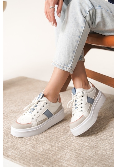 Garantili D2501 Günlük Ortopedik Kadın Sneaker Spor Ayakkabı Beyaz