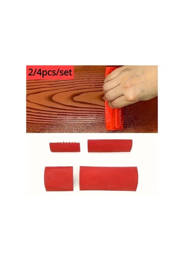 Gateesat 2pcsms6 Ahşap Doku Rulo Fırça Seti Dekoratif Boyama Ev Dekorasyon Sanat