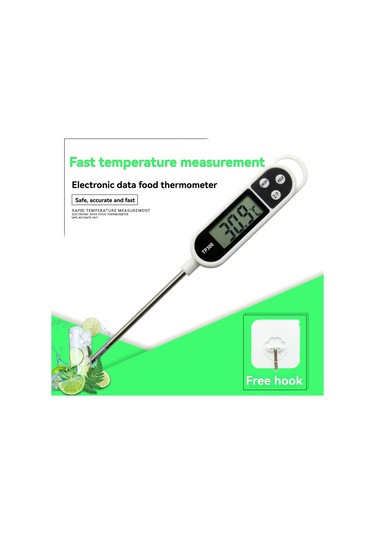 Youmex Stok Çelik Problu Dijital Gıda Termometresi - Hızlı Ölçüm, Büyük Ekran, -50 C/+300 C Aralığı, / Dönüştürücü, Mutfak/büfe Uygun Beyaz