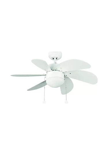 Vanti 60w E27 6 Kanatlı Avizeli Beyaz Ahşap Tavan Vantilatörü Kcf281