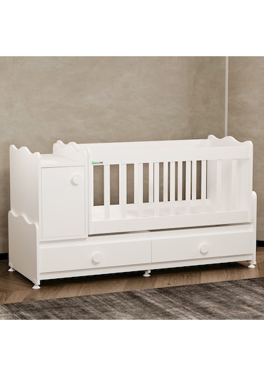 Garaj Home Pırlanta Uzayan Dolaplı Beşik Beyaz