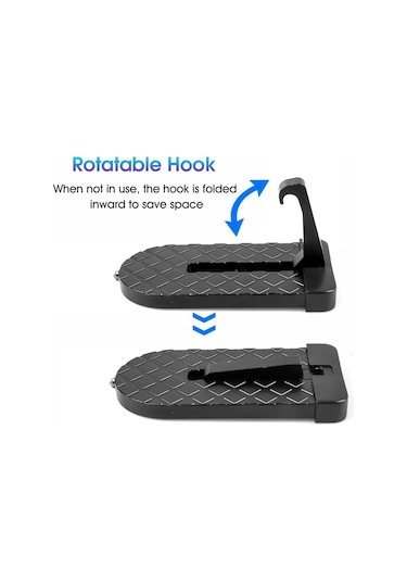 Hombey Alüminyum Araç Kapı Pedalı, Acil Kırık Pencere Kurtarma Çekiçi, Kaymazsız, 85kg Yük Taşıma, Siyah Kaliteli Versiyon Siyah