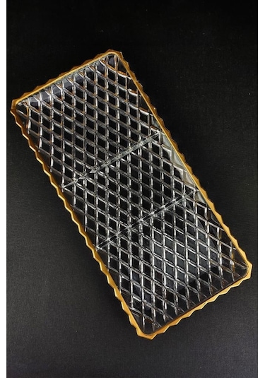 Digithome Cam Servis Ve Sunum Tabağı Gold Yaldızlı 37,5 Cm St.kfs.630