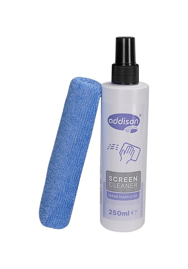Addıson 300871, Ekran Temizleyici Sprey 250ml. Microfiber Bez İle Birlikte Çok Renkli