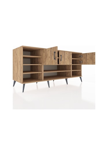 Kronos Konsol 9 Raflı 3 Kapaklı 176x59x83 Çam-çam/çam Çam/çam
