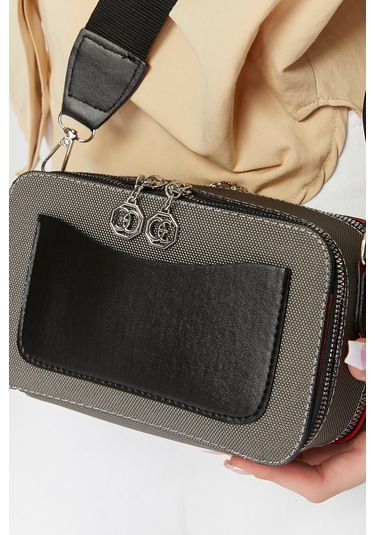 Morpelikan Koyu Gri Kabartma Kadın Omuz Çantası Gri