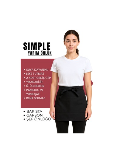 Brista Half Apron Yarım Önlük Cafe Önlüğü Garson Önlüğü Barista Önlüğü Siyah