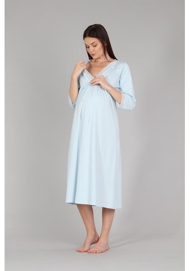 Bone Club 5302 Mavi Hamile Lohusa Gecelik 001