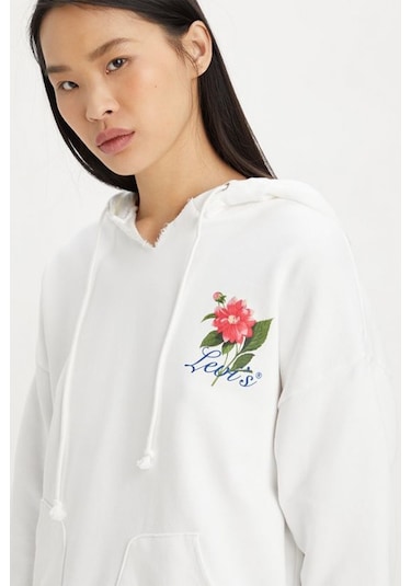 Levi's Kadın Beyaz Kapüşonlu Sweatshirt A4933-0000 Beyaz