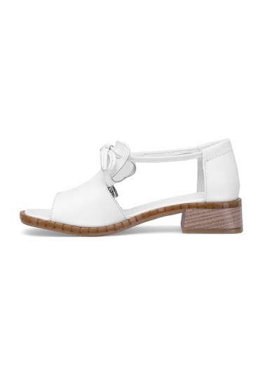 Elit Zeyn 8155 Kadın Hakiki Deri Topuklu Sandalet Beyaz Beyaz