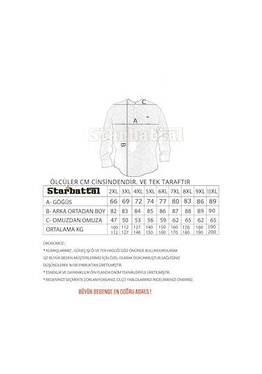 Starbattal Büyük Beden Erkek Gömlek Line Square 23366 NEFTI