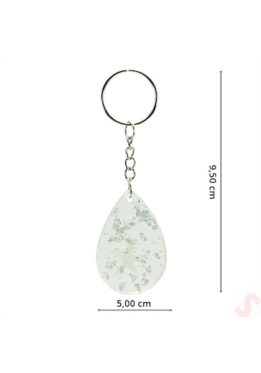 Epoksi Yıldızlı Anahtarlık, Gümüş - 1 Adet Gümüş