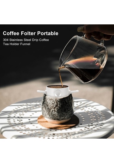 Teltree Taşınabilir Çift Katlı Filtreli Kahve Dripper - 304 Çelik, Kağıt Gereksiz, Çevre Dost, Fırça Uyumlu, Sıcak Suya Dayanıklı Diğer
