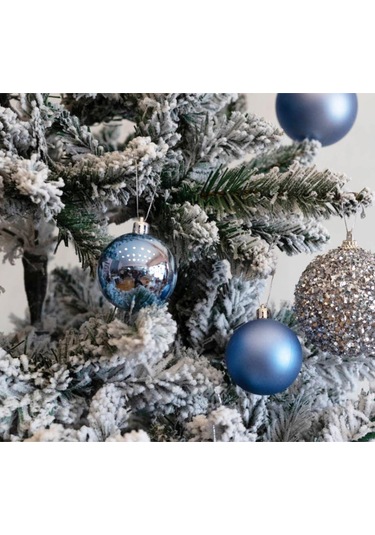 Yılbaşı Süsü 6'lı Top Buz Mavisi 4 Cm