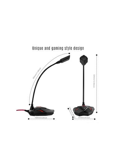 Lemestar Oyun Mikrofonu - Usb Pc Mikrofon, 360 Ayarlanabilir, Led Işıklı, Sessiz Mod, Kulaklık Çıkışı, Plug & Play