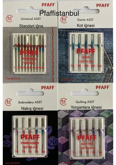 Pfaff 4 Blisterli İğne Seti Standart, Jarse Ve Kot İğneleri