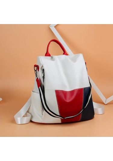 Beyaz Moda Sırt Çantası Kadın Sırt Çantası Eğlence Büyük Kapasiteli Seyahat Öğrenci Çantası Patchwork Renk Kadın Çantası Beyaz