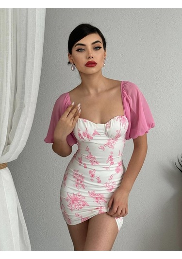 Rodolf Balon Kol Elbise Pembe