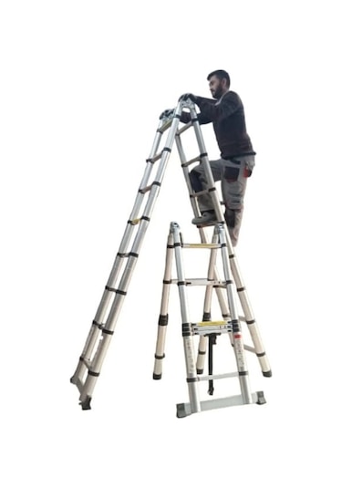 Ebax 2.8+2.8 5.6 Metre 9+9 Basamak 18 Basamak Çift Yönlü Alüminyum Teleskopik Merdiven