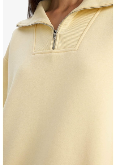 Defacto Regular Fit Yarım Fermuarlı Balıkçı Yaka Basic Düz Sweatshirt G4761ax25wnyl155 Sarı-yl155