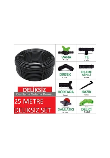 Ng 25 Mt Hazır Set Deliksiz Damla Sulama Hortumu