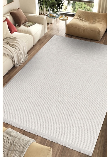 Ecolle Modern Halı Dayanıklı, Yumuşak Dokulu, Dokuma Taban, Tozumaz Krem