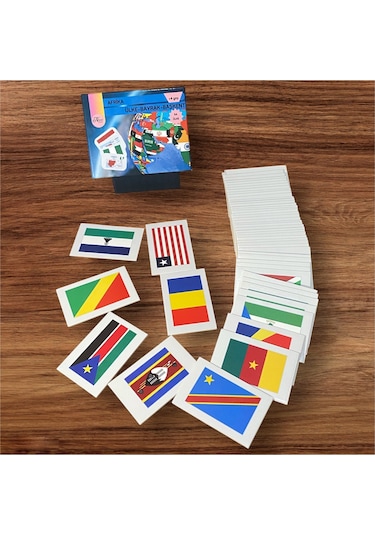 Tüm Dünya Ülkeleri-harita-bayrak-başkent Kartları-dörtlü Avantaj Set