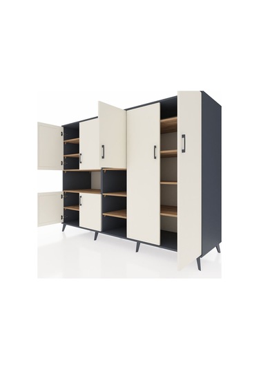 Kronos Dolap 13 Raflı 7 Kapaklı 220x59x163 Antrasit-aytaşı/çam Antrasit-aytaşı/çam