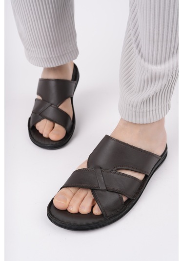 Muggo Eco Garantili Erkek Günlük Hakiki Deri Rahat Yumuşak Taban Ortopedik Terlik Kahverengi Muggo Eco Garantili Erkek Günlük Hakiki Deri Rahat Yumuşak Taban Ortopedik Terlik Kahverengi