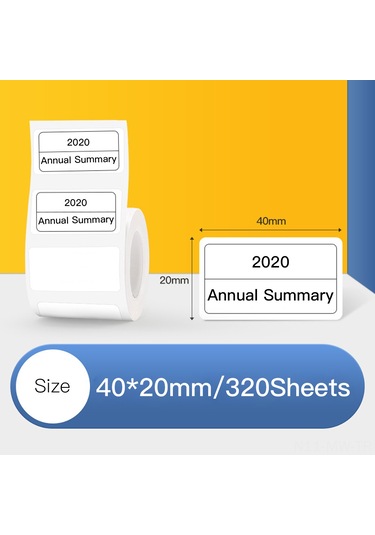 Moveevo Beyaz Termal Etiket Kağıdı 40x20mm 320 Adet - Suya Yağa Dayanıklı, Sıcaklığa Duyarlı, Etiketleyici Makineleri İçin Otomatik Yapışkan 1 Rulo