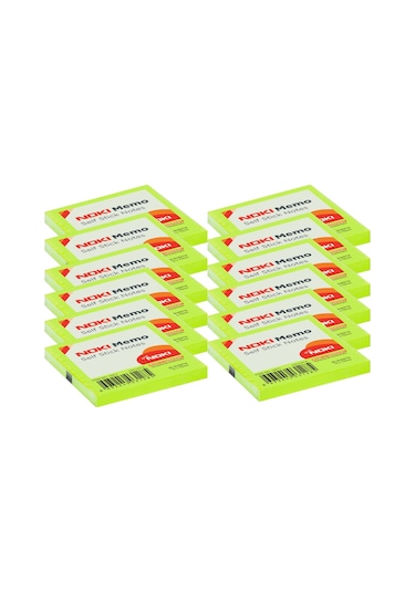 Noki Memo 75x75 Mm Yapışkanlı Not Kağıdı 80 Yaprak Yeşil 12 Adet 12211