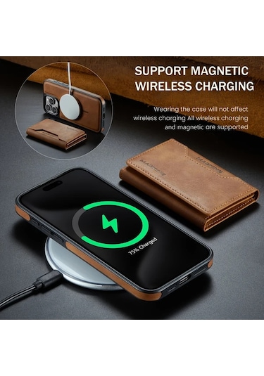 Willowhaven İphone Uyumlu 13 Pro Max Yeşil Manyetik Cüzdan Kılıfı 8 Kart Bölmeli Çıkarılabilir Şarj Standlı Kılıf