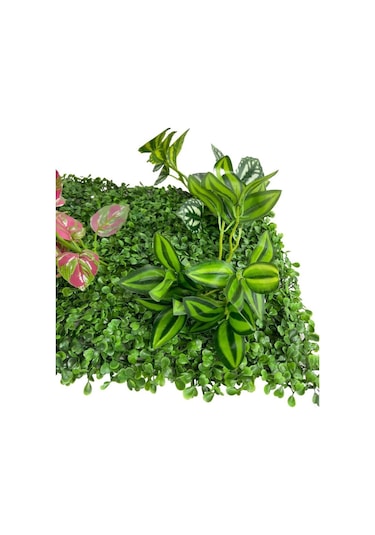 Yapay Çiçek Duvar Kaplama Panel Şimşir 40x60 5Demet Yeşil Bitki D