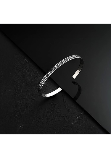 925 Ayar Gümüş Şövalye Maskesi Unisex Kelepçe Bileklik Gümüş