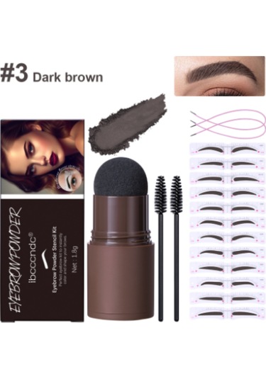 Yifomall Kaş Şablonu Seti - 12 Adet Kalıp Ve 2 Fırça İle Kalıcı Su Geçirmez Kaş Makyajı Koyu Kahverengi