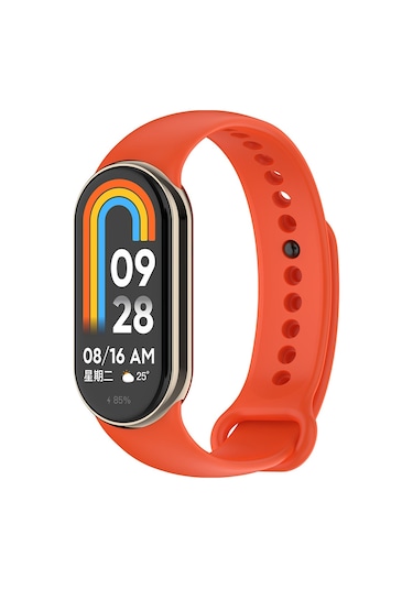 Xiaomi Mi Band 8 Serisi Klasik Kordon Silikon Strap Kayış-turuncu