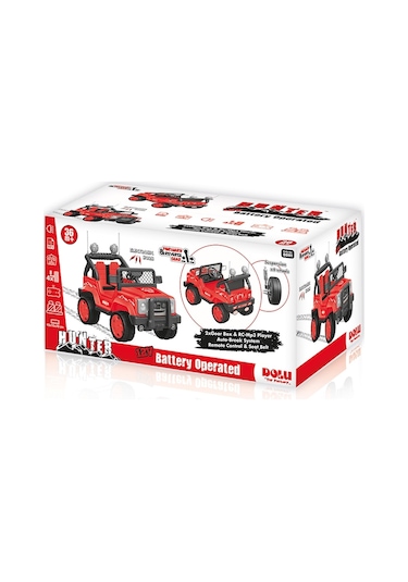 Dolu Hunter 8081 12V Mp3 Usb Sd Kart Uzaktan Kumandalı Akülü Jeep Kırmızı