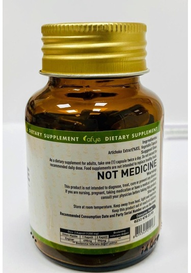 Afye Enginar Ekstraktı 600 Mg Artichoke Özü 60 Kapsül