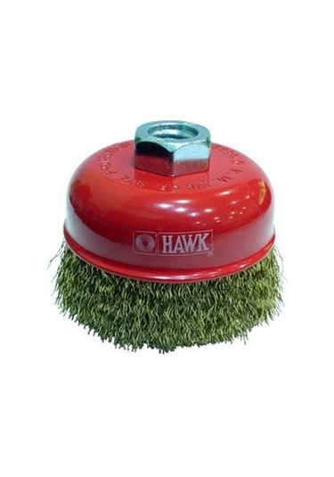 Hawk 100mm Sarı Dalgalı Telli M14 Vidalı Çanak Fırça // Ha10117