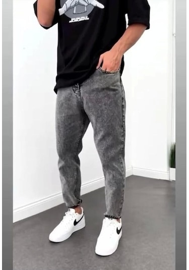 Erkek Boyfiend Gri Kot Pantolon Gri