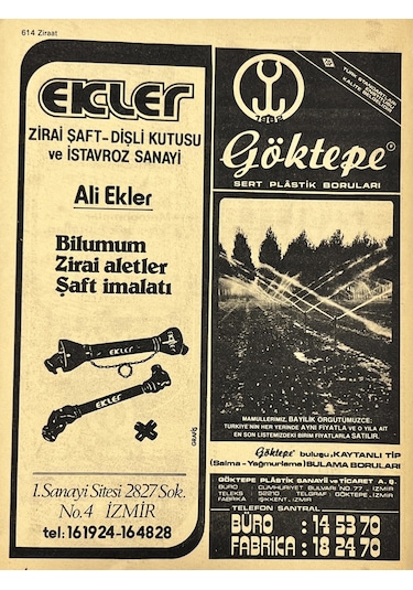 İzmir 1982-1983 Meslek Reklam İlanı Efemera S613