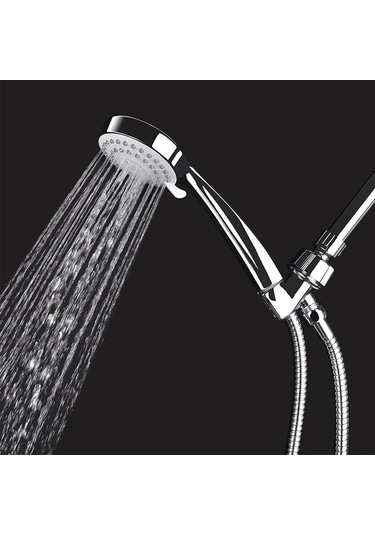 Pazly El Tipi Duş Başlığı 3 Sprey Modu Paslanmaz Çelik Hortum Ayarlanabilir Braket Krom Banyo Duş Seti Gümüş Gümüş
