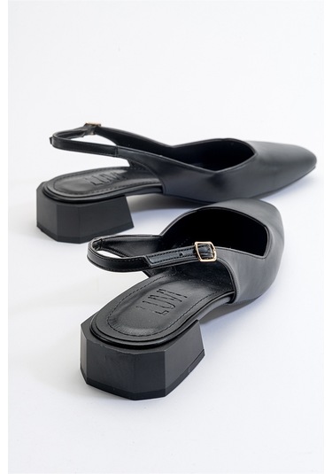 Luvishoes State Siyah Cilt Kadın Topuklu Ayakkabı Sıyah Cılt