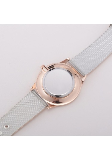 Fastbuy Erkek Kadın Cenevre Moda Kuvars İzle Paslanmaz Çelik Kordonlu Altın Beyaz Kadran Saat Çok Renkli