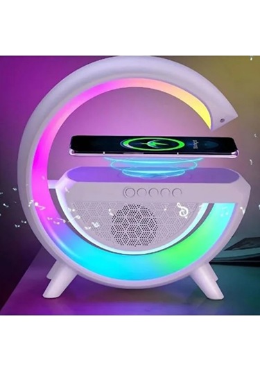 Rgb Işıklı Bluetooth Hoparlörlü Akıllı Masa Lambası Kablosuz Şarj Destekli Çok Fonksiyonlu Led Lamba