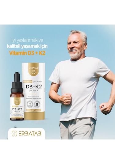 Erbatab D3 K2 İkisi Bir Arada Damla Vitamin 20 ML