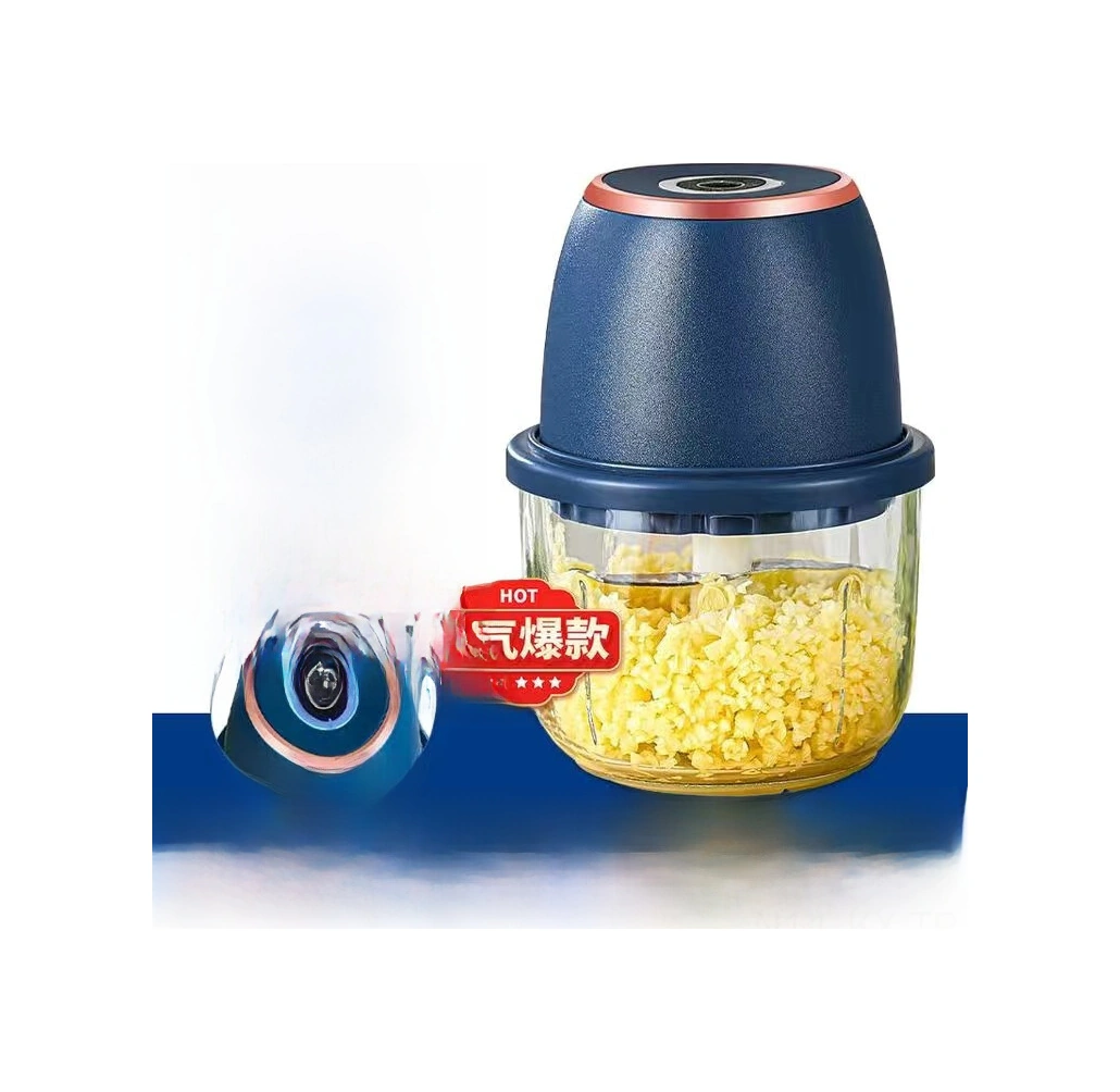 Kangvka Ev Kullanıma Elektrikli Sarımsak Crusher - 350ml Mavi Kalın Cam Kase + 6 Bladeslı Bıçak, Et Ve Sebzeleri Hızlı Çizer Diğer