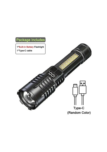 Heinast Yüksek Güçlü Type-c Şarj Edilebilir Cob El Feneri - Kamp & Yürüyüş Için Mavi