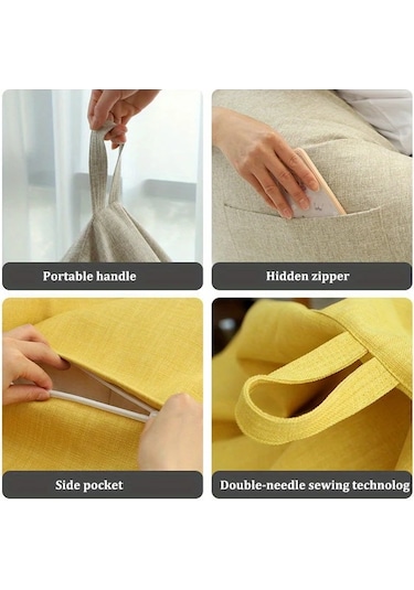 Fochsia Pembe Xl 9 Renk Seçenekli Outdoor Bean Bag Sandalye Yan Cep Çantalı Taşınabilir Pembe