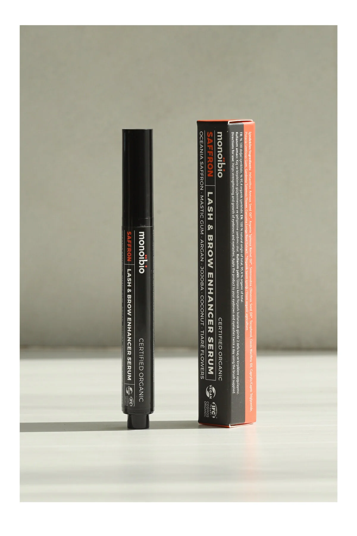 Monoibio Saffron Güçlendirici Organik Kaş Ve Kirpik Serumu - Kaş Dolgunlaştırıcı Kirpik Uzatıcı Bakım Yağı Şeffaf